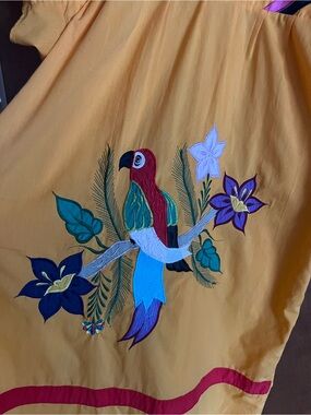 Yellow Parrot Embroidered Bird Toy Cover - Colorful Tropical Design